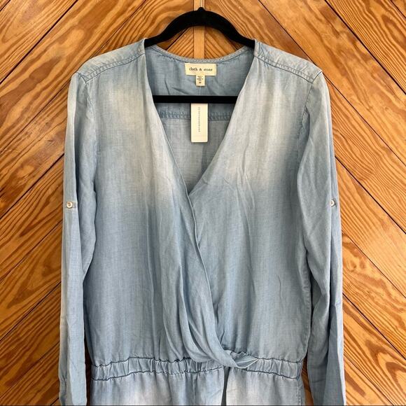 Anthropologie Cloth & Stone Chambray Romper - Picture 4 of 8